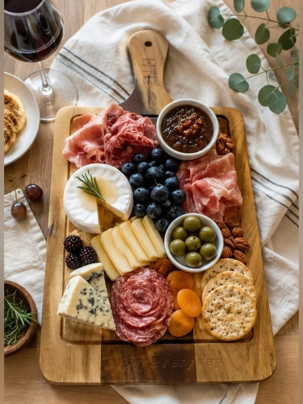 HTB Acacia Wood Charcuterie Serving Board Happy Everyday Cheese Cutting Board